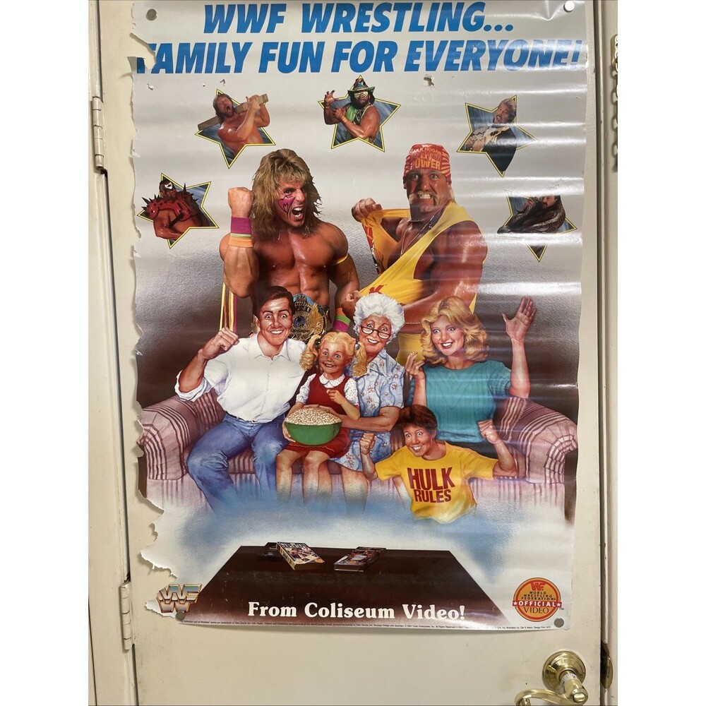1991 WWE WWF COLISEUM VIDEO Rental Store VHS Promo POSTER Hulk Ultimate Warrior